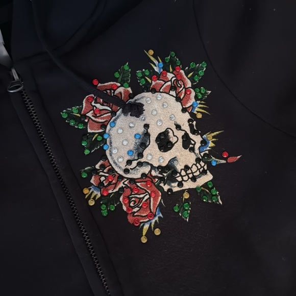 Ed Hardy Black Hoodie with Rhinestone Accents - Picture 4 of 7